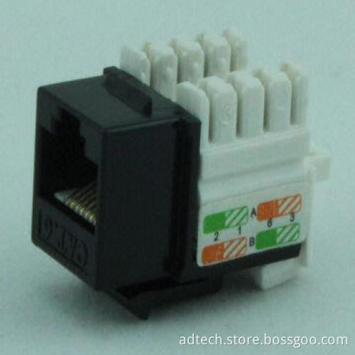 UTP Cat6 RJ45 Keystone Jack in Black and White Color, and Slim Type, UL-approved